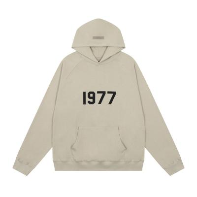 China Anti-wrinkle essential FEAR OF GOD 8th season 1977 original number flocking high street oversized hoodie unisex men and women's hoodies for sale