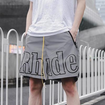 China Anti-wrinkle 2022 RHUDE Quick Dry Good Quality 3M Nylon Black Gray Drawstring Casual Beach Shorts For Women Men for sale