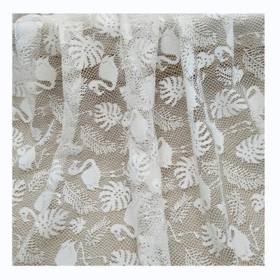 China Viable White High Quality Crane Pattern Mesh Summer Lace Knitting Fabric For Dress for sale