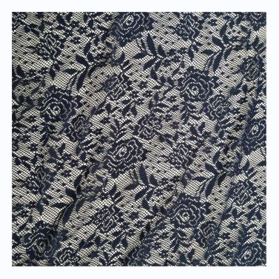 China Viable Sexy Women Black Pattern High Quality Mesh Flower Lace Knitting Fabric For Dress for sale