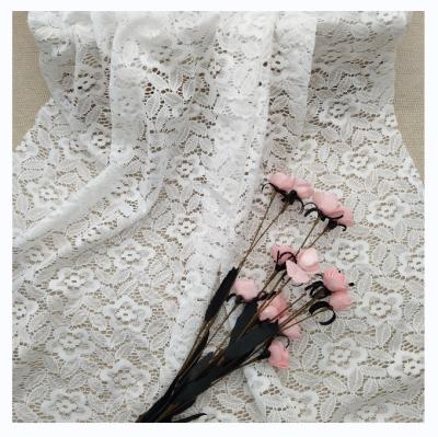 China White Texture Flower Pattern Mesh Knitting Lace Fabric For Viable Firm High Quality Women for sale