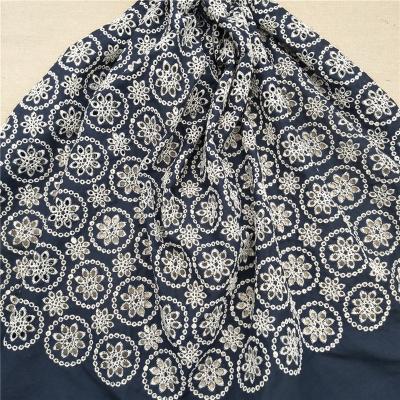 China Viable Hoop Embroidery On Navy Sail Fabric Cotton Lace Fabric Embroidery for sale