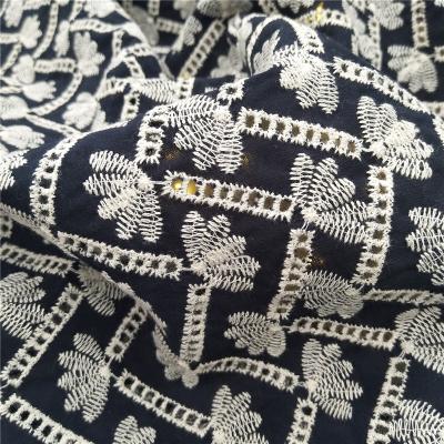 China Viable African Voile Color Navy Embroidery Designs Rope Lace Fabric African Embroidery for sale