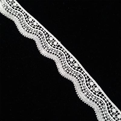 China 3.8cm Sustainable Polyester Scalloped Lace Trim Latest Ivory Lace Trims for sale