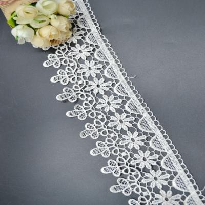 China Viable Loose Lace Trim White Polyester Embroidery Lace Trim for sale