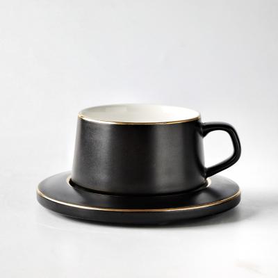 China Viable Wholesale Ceramic Gold Rim Design Porcelain Coffee Cup Tea Cup and Saucer for sale