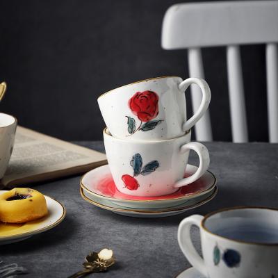 China New Design Viable Porcelain Coffee Cup And Saucer 200ml Tea Cup Set for sale