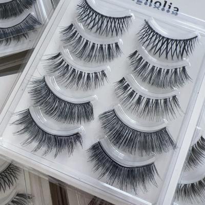 China Hot Selling Natural Light Eyelashes Short Natural Thin Strip Whips False Eyelashes Fans Eyelashes Natural Hair for sale