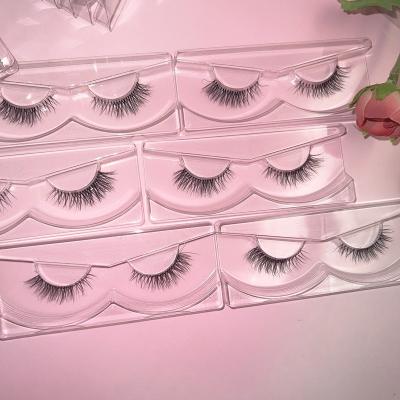 China NL14 Short 10mm Light Clear 14mm Strip False Eyelash 12mm Handmade Mink Lashes Your Own Brand Real Mink Lashes for sale