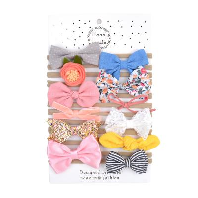 China Manufacturers Decoration Europe and the United States Simple Baby Hair Accessories 12 Sets Bow Hair Ribbon Children's Hair Headband for sale