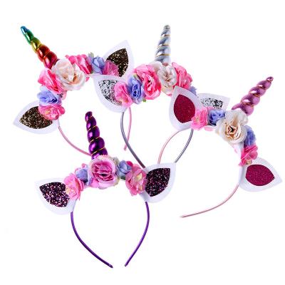 China Cute Hair Decoration American Style Unicorn Children Hairband Halloween Party Hair Accessories Babies Headdress for sale