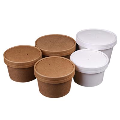 China 2021 disposable new arrive Kraft soup cup bowl take away soup bowls food storage package eco-friendly disposable bowls for sale