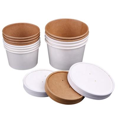 China 2021 Eco-Friendly 12oz Disposable Soup Container Wholesale Disposable Bowl Cup Soup Kraft Cup for sale