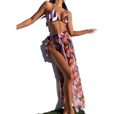 China Summer Sustainable Women Colorful Fashion Swimwear and Beachwear 3pcs Set. CS_B256W for sale