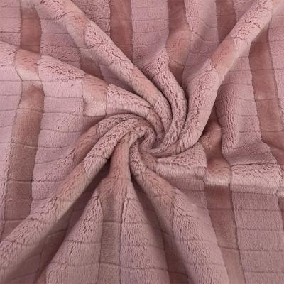 China Fabric Anti-Static Stripe Woven Jacquard Embossed 100% Polyester Fleece Fabric Gradient Color, Any Color With Panton Number Printed 120D/192F for sale