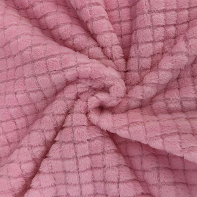 China Anti-Static Jacquard Style Solid Color Flannel Fleece Knitting Fabric For Blankets Home Textile for sale