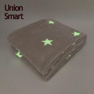 China Anti-pilling fleece blanket with magical stars super soft glow in Dark Flannel Aircraft Polyester Adults OEKO-TEX STANDARD 100 CN 100%; JIA for sale