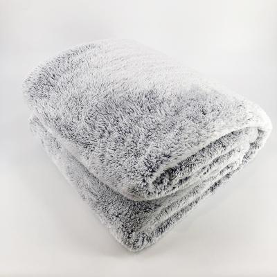 China Wholesale super soft sherpa anti-pilling fluffy blanket throw with printed back for sale