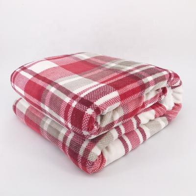 China Wholesale Travel Coral Reversible Two Side Sherpa Blanket Plaid Polyester Anti-pilling Throw for sale