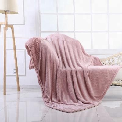 China 2020 New Design Anti-pilling Burnout Velvet Plush Jacquard Fleece Reversible With Sherpa Blanket Throw for sale