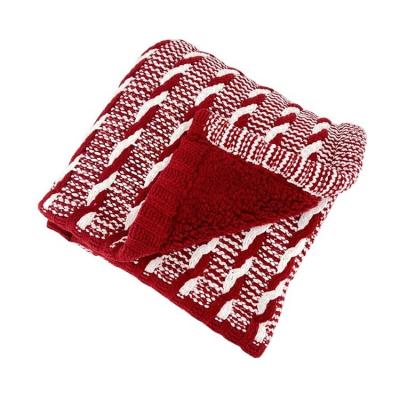 China Chunky Jacquard Knit Portable Plain Knit Decorative Reversible Crochet Sherpa Blanket For Personalized for sale