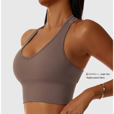 China Elastane Solid color bra yoga attire for sale