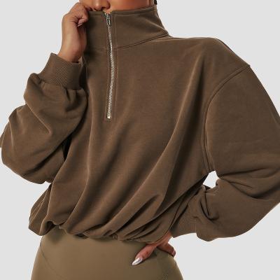 China A general term for cotton and kapok Pullover High Neck Fitness Sports Sweater Outdoor Running Drawstring Zipper Loose Long Sleeve Sweater for sale