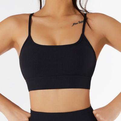 China Thread New Back Fit Sports Bra Gathering Yoga Bra Running Fitness Top Sling Yoga Suit for sale