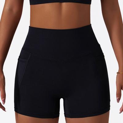 China Danno Ice Nude Sports Shorts Quick Dry Tight Yoga Pants Pocket Breathable Cycling Running Fitness Shorts for sale