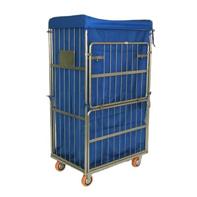 China Heavy Duty Logistics Stainless Steel Roll Cage Trolley For Hospital , Warehouse And Laundry for sale