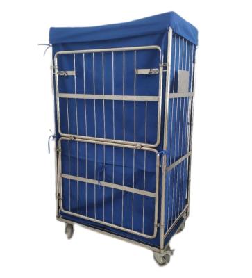 China Laundry Factory Supply Supermarket Industrial Logistics Metal Cargo Storage Rolling Cage Steel Trolleys for sale