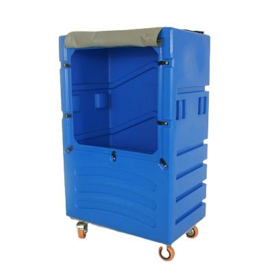 China Heavy Duty Plastic Logistics Roll Container Cage Trolley For Warehouse And Laundry for sale