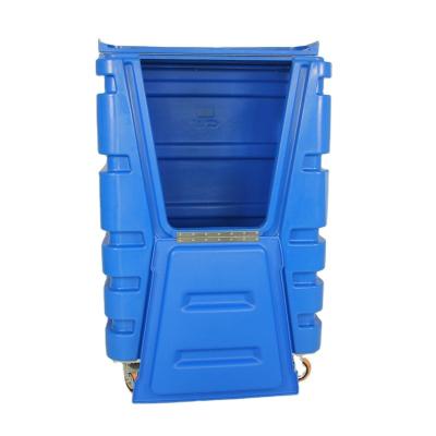 China Price Hospital Hotel Plastic Container Laundry Trolley 1150L Laundry Truck Trolley Tall Roll Cage Trolley With Wheel for sale