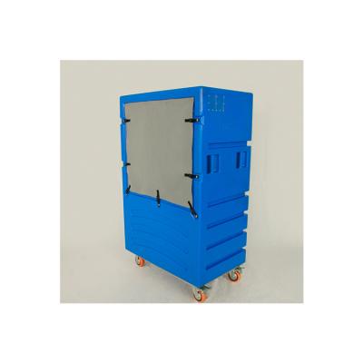 China Laundry Factory Direct Sales Plastic Roll Container Storage Laundry Cage Logistics Cart Cart for sale