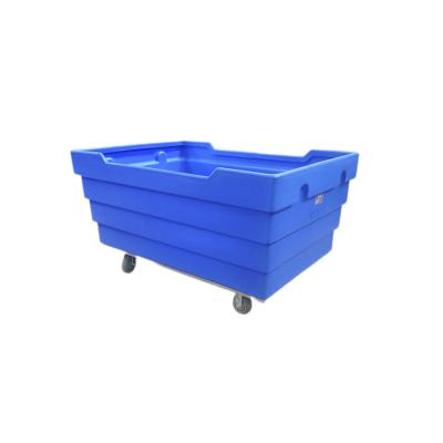 China Competitive Price Good Quality 900L Large Laundry Trolley Plastic Trolley Cart With Wheels for sale