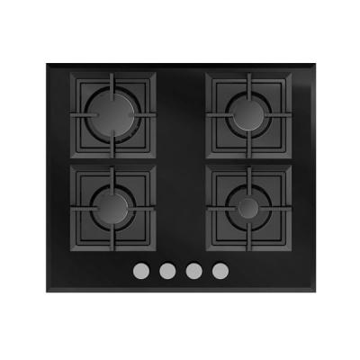 China Hotel Built-In 60cm 4 Burner Gas Stove Cooking Gas Cooktop Tempered Glass Gas Hob for sale