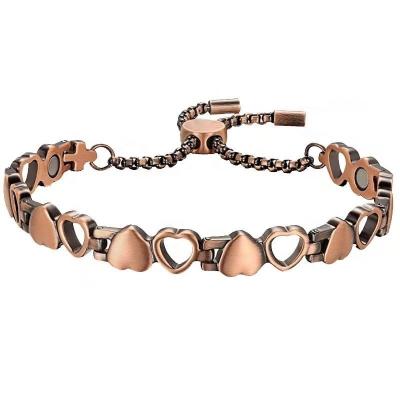 China Simplicity bracelet men's pure copper lady 4 in 1 health bracelets wholesale price copper magnetic copper bracelet for sale