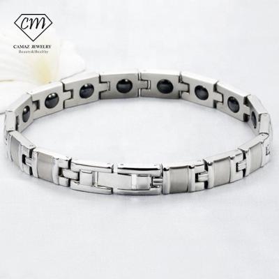 China Stainless Steel Fashion Simplicity Tungsten Magnetic Jewelry Bangle Silver Magnet Bangle for sale