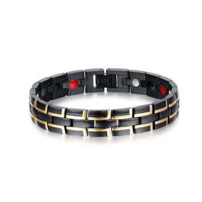 China OEM Simplicity Logo Custom Bio Energy Bracelet Silver Gold Plated Negative Ion Magnetic Bracelet Health Men Women for sale