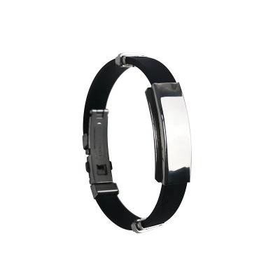 China Simplicity Wholesale Price Mineral Stone Power Black Silicone Bracelet Bio Negative Ion Energy Bracelets for sale