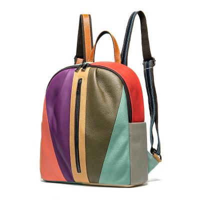 China Custom Genuine Leather Waterproof Quilting New Mini Backpack Leather Casual Real Colorful Leather Handbags Backpack Shoulder Bag for sale