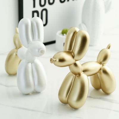 China Modern Art Sculpture Cute Golden Nose Dog Balloon Figurines Charm Modern Statue Collectible Resin Crafts Home Decor Handmade for sale