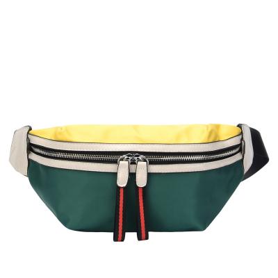 China Fashion Customized Women Belt Bag Fashion Fanny Pack Color Block Nylon Waist Bag for sale