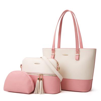 China Custom Fashion Ladies Tote Bag 3 Piece Customer Fashion Handbag Set for sale