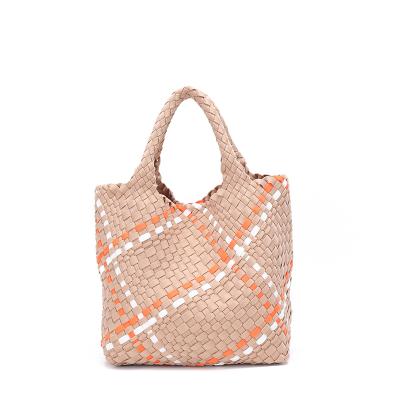 China Hot Sale Small Tote With Pouch Bag Custom Made Fashion Handbag Fashion Ladies Fabric Woven Bag for sale