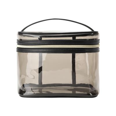 China Fashion Round Custom Cosmetic Bag TPU Clear Makeup Bags With Top Handle for sale