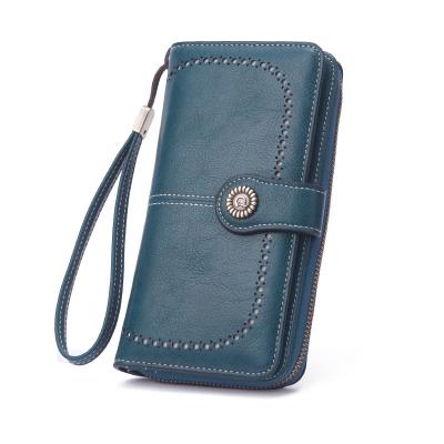 China Hot Selling RFID Ladies Fashion Design Luxury Personalized Women PU Leather Wristband Purse Zipper Wallet 2021 Long for sale