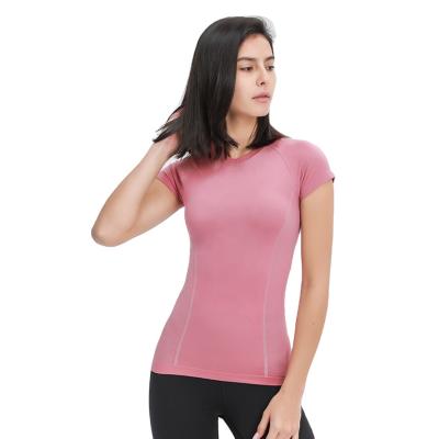 China 2021 Summer New Fashion Fitness Sports Leisure Yoga Breathable Elastic Quick Dry Clothes Spring And Neck Yoga Shorts Round Solid Sleeve for sale