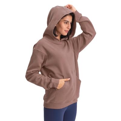 China 2021 new autumn and winter hooded outdoor casual sweater yoga fitness breathable loose thick sports coat for sale