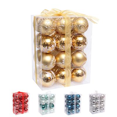 China Plastic Christmas Decoration Balls Decoration Christmas Decoration Supplies With PVC Factory Sale 24PCS Directly Set Belt 12 Colors 5-7days for sale